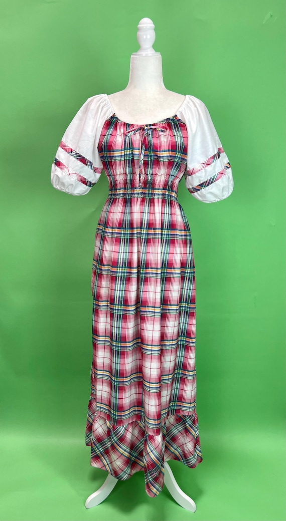 green red and white plaid dress Red & Green Plaid Sash Dress by Classic Whimsy - Girls Dresses