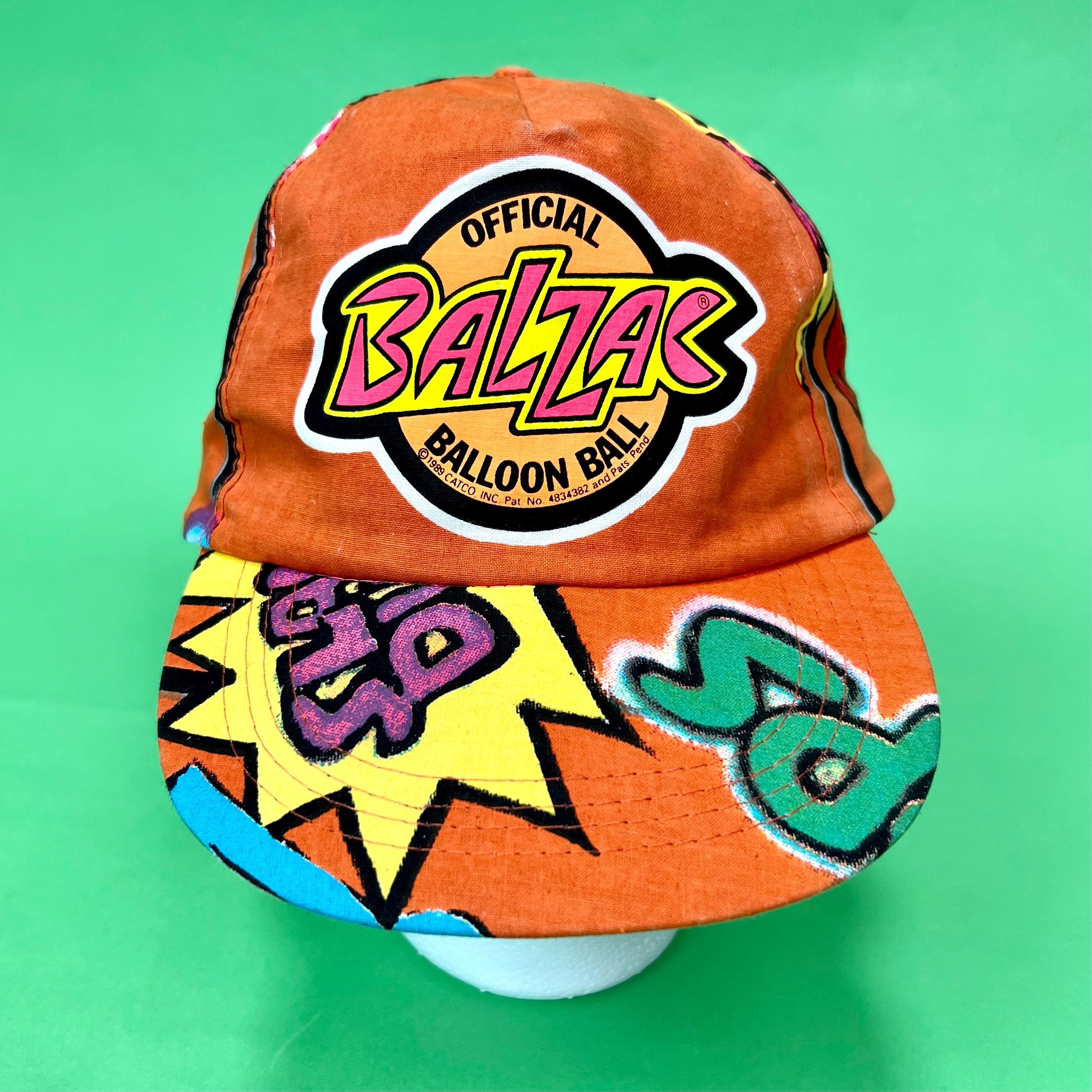 Vintage 1989 Neon Orange Balzac Balloon Ball Hat, 80s Novelty Hat