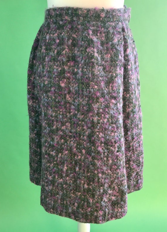 Vintage Early 60s Wool Boucle Skirt - Size XS | V… - image 3