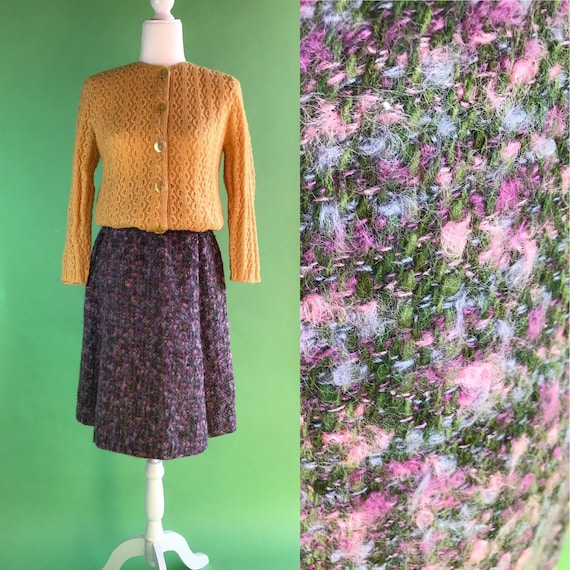 Vintage Early 60s Wool Boucle Skirt - Size XS | V… - image 1