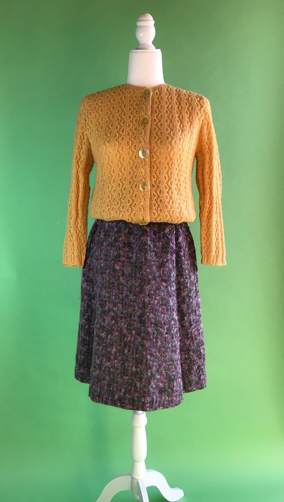 Vintage Early 60s Wool Boucle Skirt - Size XS | V… - image 8