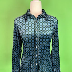 Vintage 90-tals Levi's SilverTab geometrisk velourskjorta - storlek S/M