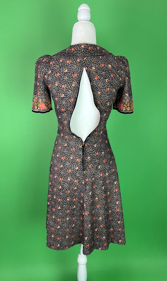 Vintage Dark Calico Prairie Dress - Size XXS | Gu… - image 10