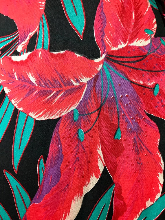 Vintage Red and Black Hawaiian Floral Wrap Skirt … - image 3