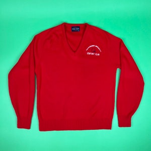 Vintage Men's Shippensburg University Century Club Sweater - Size Medium | Vintage Red Football Sweater | Men's Collegiate Sweater