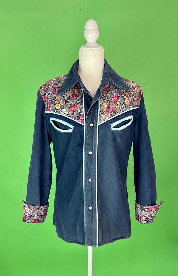 Vintage Trailmaster Floral Quilted Denim Shirt - S