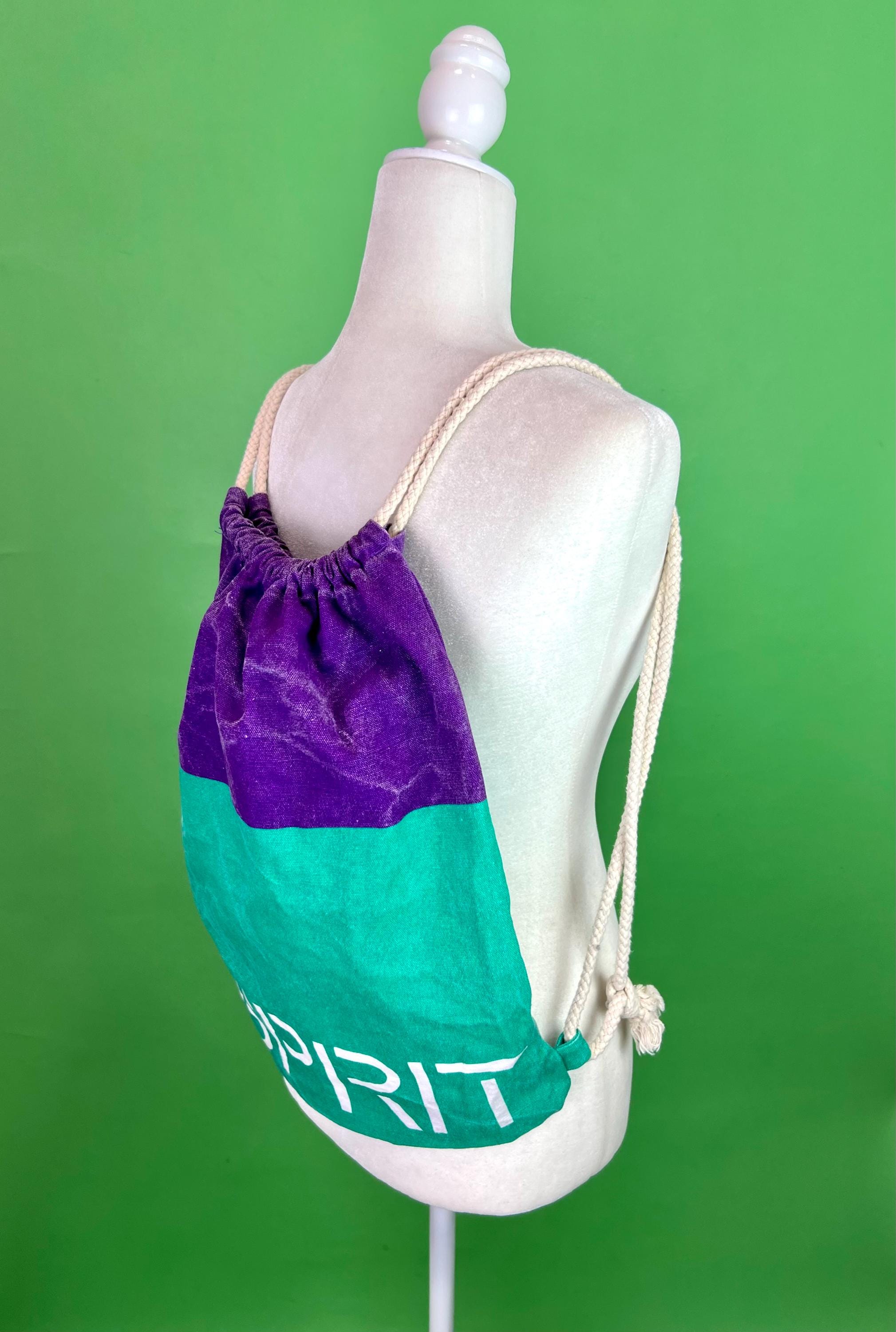 Vintage 90s Esprit Canvas Drawstring Backpack Spell Out Logo  display picture 3