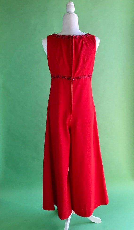 Vintage 70s Red Wide Leg Jumpsuit - Size Small | … - image 8