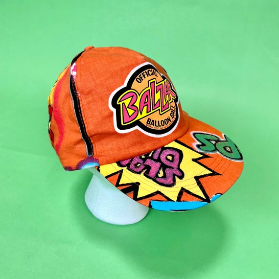 Vintage 1989 Neon Orange Balzac Balloon Ball Hat, 80s Novelty Hat