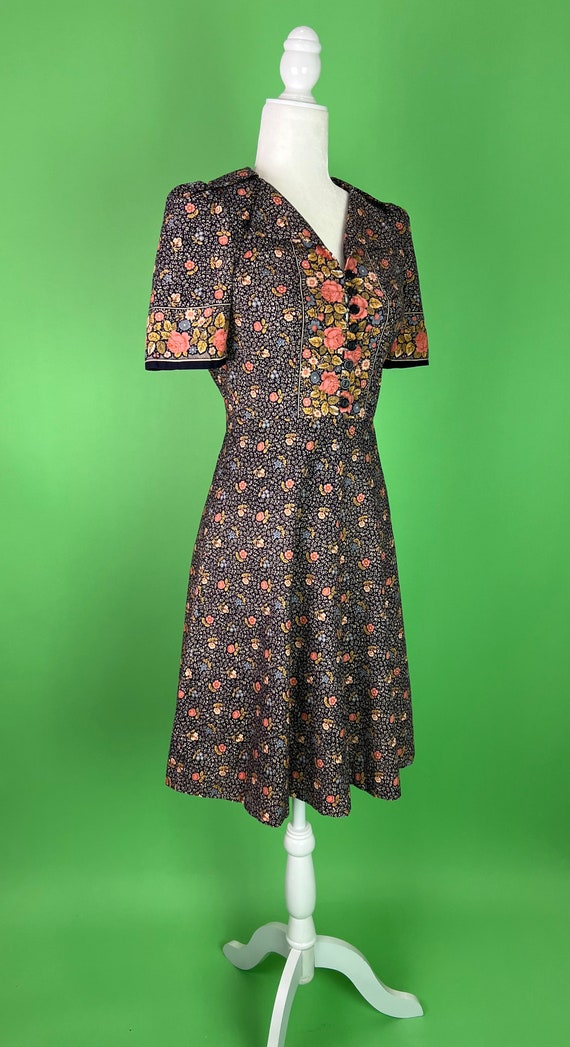 Vintage Dark Calico Prairie Dress - Size XXS | Gu… - image 7