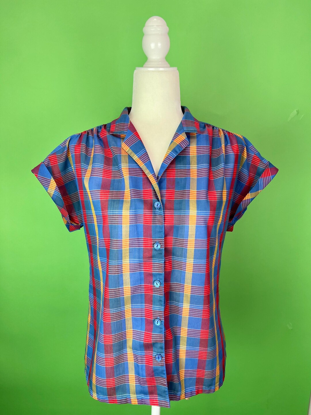 80’s Red and Blue Plaid Button Down Shirt main image 0