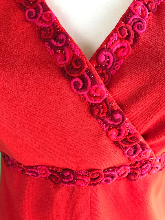 Vintage 70s Red Wide Leg Jumpsuit - Size Small | … - image 4