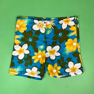 Vintage 60s Men&#39;s Cal Surf Swim Trunks - Size Small | Vintage 60s Floral Swim Trunks | Tiki Oasis Tropical Hawaiian Flower Power Surfer