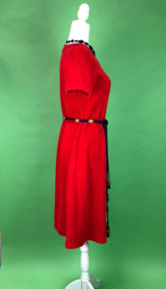 Vintage 70s/80s Red Terrycloth Dress - Size M/L |… - image 7