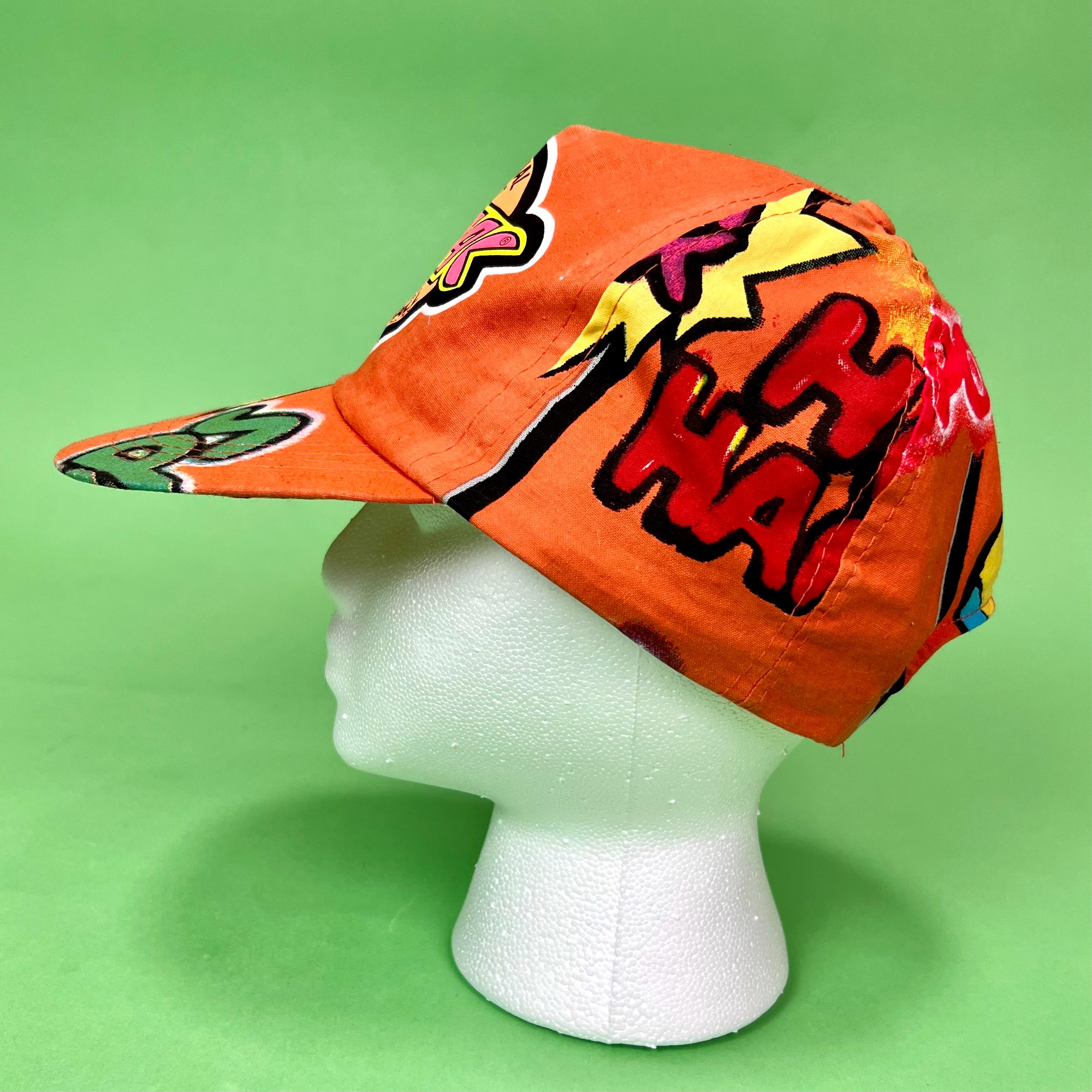 Vintage 1989 Neon Orange Balzac Balloon Ball Hat, 80s Novelty Hat