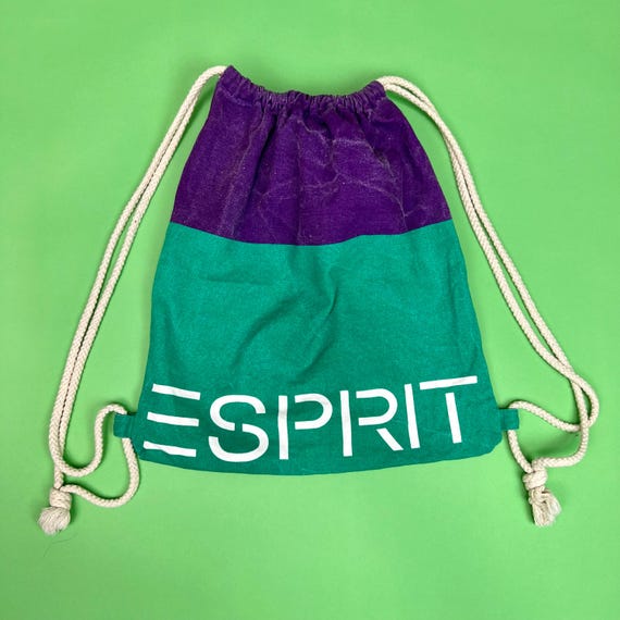 Vintage 90s Esprit Canvas Drawstring Backpack Spell Out Logo  display picture 3