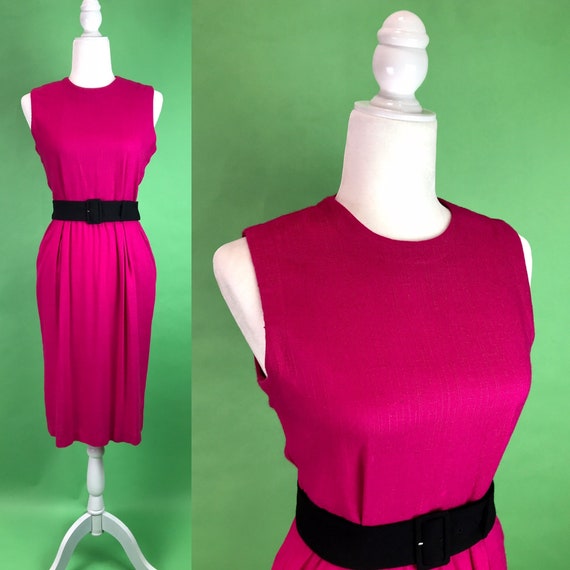 Vintage 80s Hot Pink Wiggle Dress - Size XS/S | B… - image 1