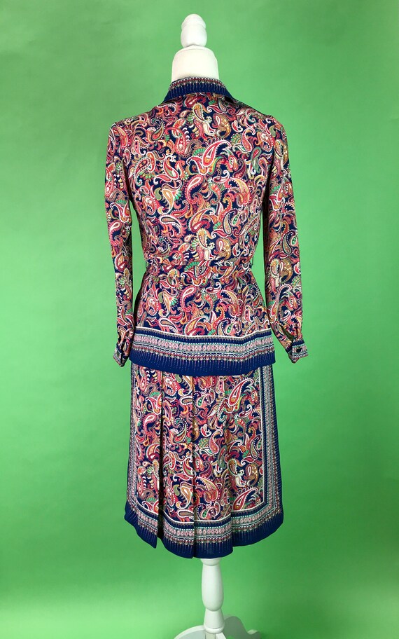 Vintage Paisley Skirt and Blouse Set with Belt - … - image 8