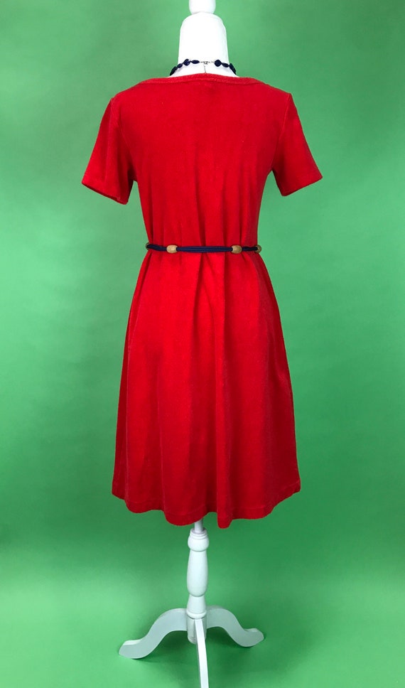 Vintage 70s/80s Red Terrycloth Dress - Size M/L |… - image 8