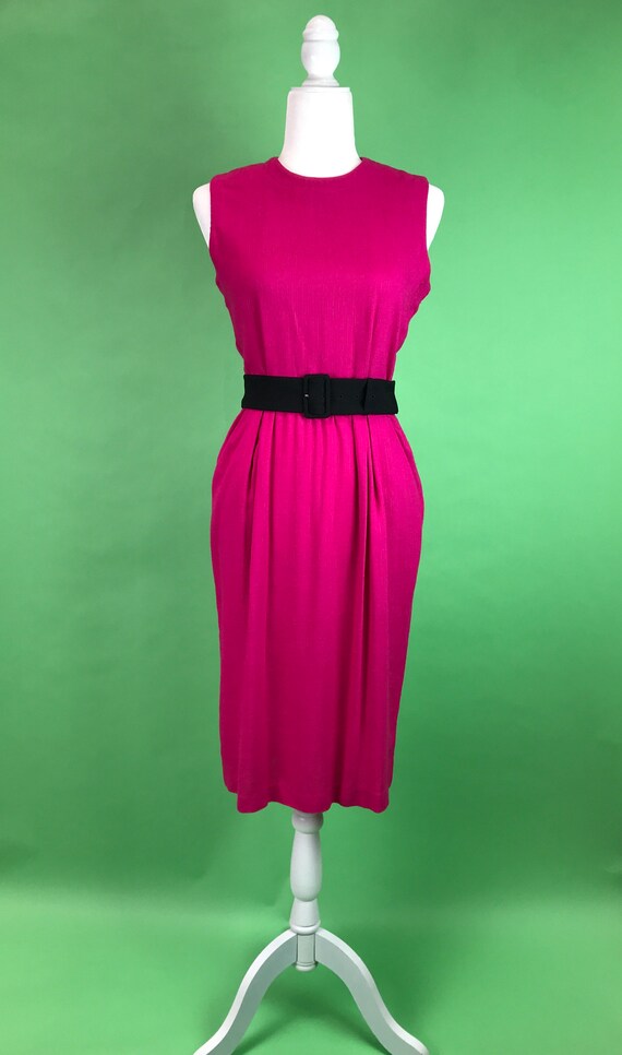 Vintage 80s Hot Pink Wiggle Dress - Size XS/S | B… - image 2