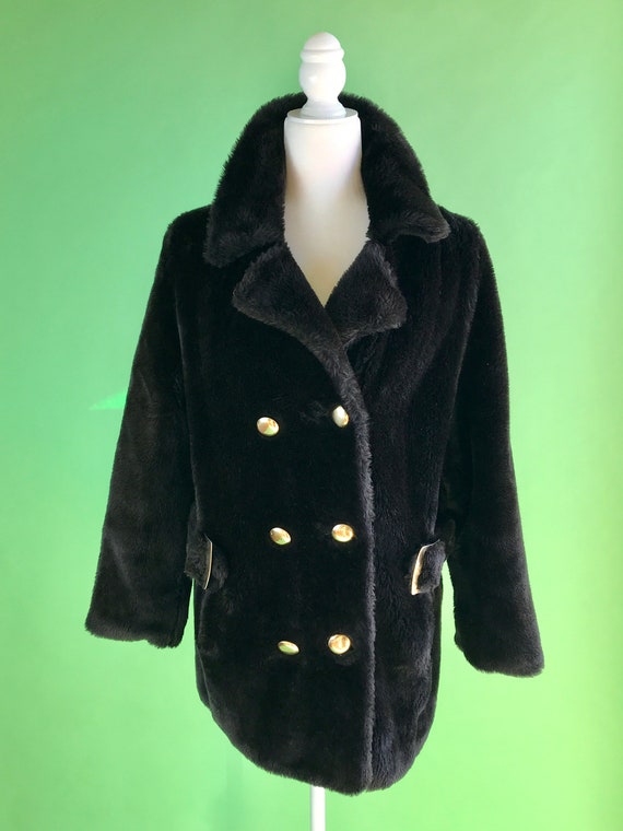 Vintage Dark Chocolate Brown Faux Fur Coat - Size… - image 7