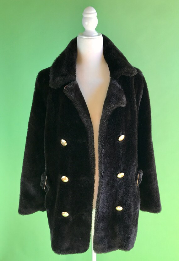 Vintage Dark Chocolate Brown Faux Fur Coat - Size… - image 8