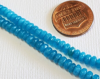 Turquoise Agate Gemstone Beads 7 Half Strand 2x4mm Agate Faceted Rondelle Beads BD664