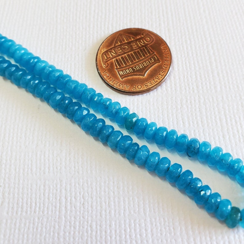 Turquoise Agate Gemstone Beads 7 Half Strand 2x4mm Agate Faceted Rondelle Beads BD664