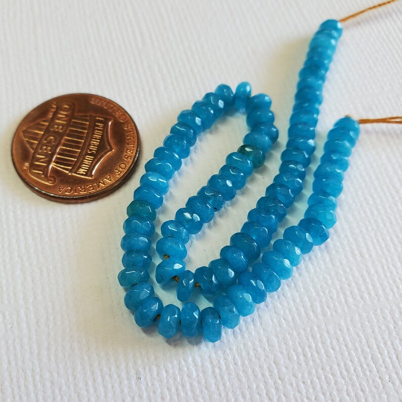 Turquoise Agate Gemstone Beads 7 Half Strand 2x4mm Agate Faceted Rondelle Beads BD664