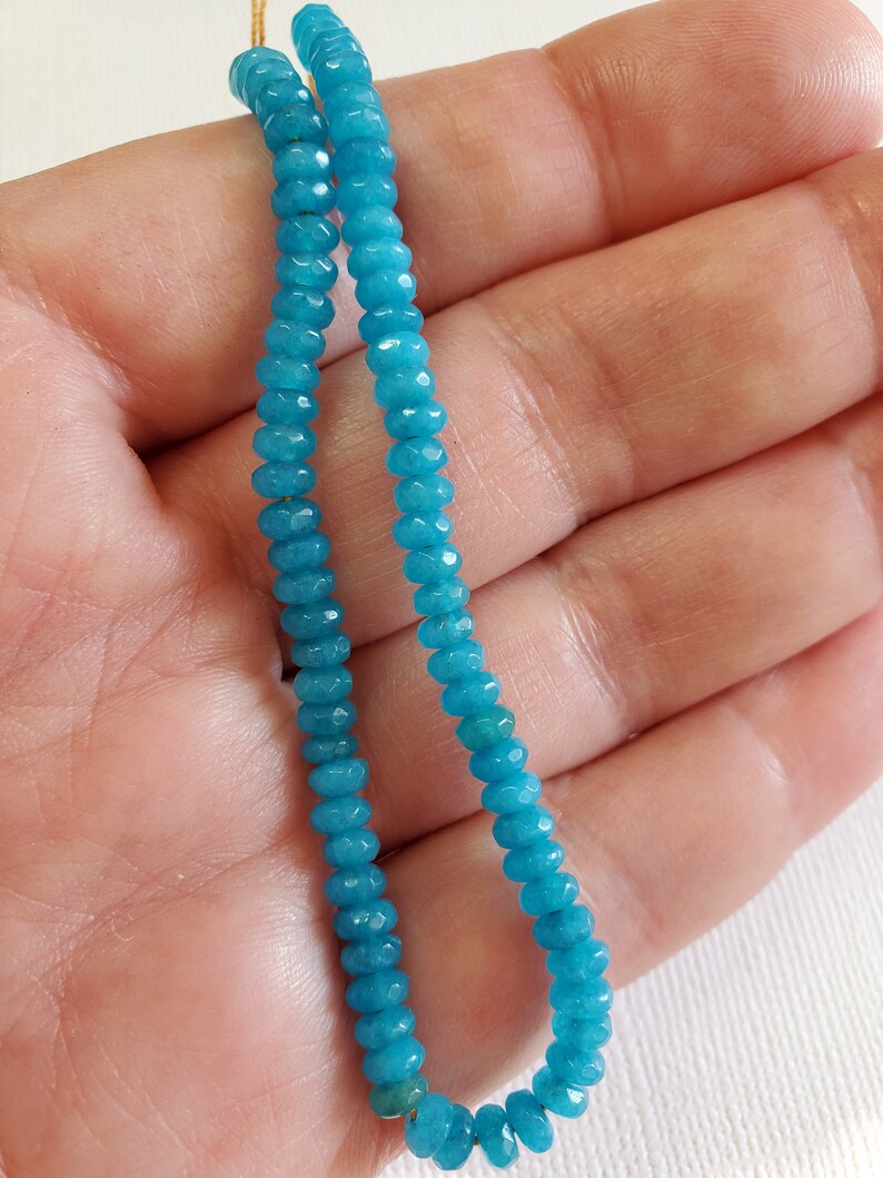 Turquoise Agate Gemstone Beads 7 Half Strand 2x4mm Agate Faceted Rondelle Beads BD664