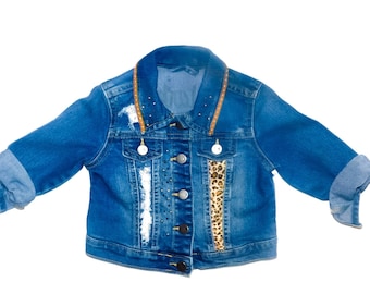 chaqueta de jean de leopardo para niñas chaqueta de mezclilla para niña con chaqueta de leopardo para niños pequeños vaquero jean chaqueta de leopardo para niñas chaqueta de jean