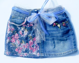 baby girl blue jean skirt