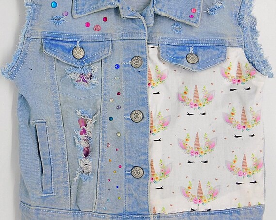 Unicorn Jean Vest Unicorn Birthday Outfit Unicorn Jean Jacket Etsy