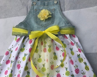 Girls overall tulle or fabric denim jean dress for girls, baby and toddler.