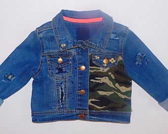 chaqueta de camuflaje jean para niñas camuflaje denim baby jean jacket para niña pequeña chaqueta camo jean baby girl camo baby jacket