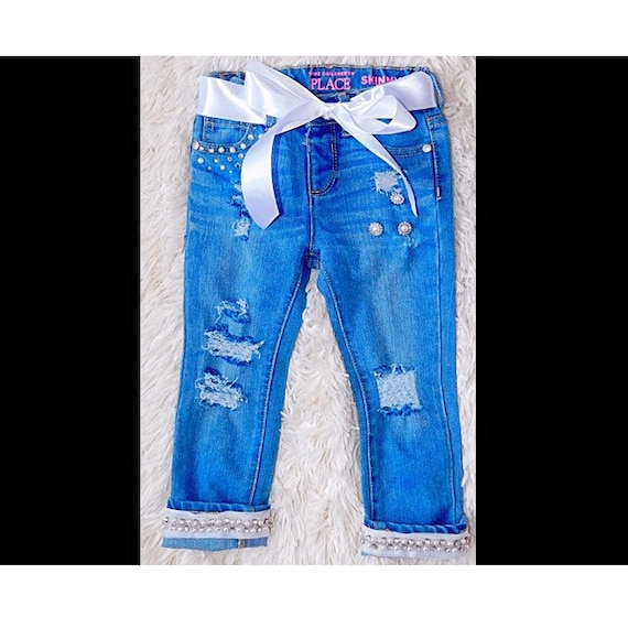 girls embellished jeans