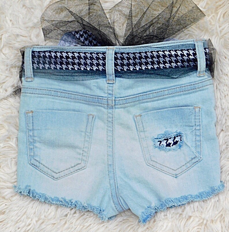 Houndstooth jeans Girls cut off jeans shorts for toddlers distressed denim with patches kids embellished denim shorts baby girl jean shorts