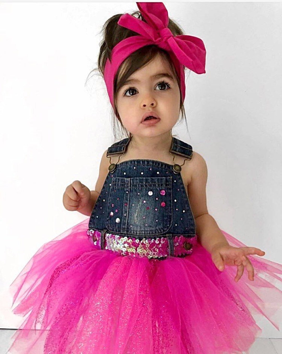 Girls Overall Tutu With Denim for Toddler Tutu Dress Baby Overall Dress With Tulle Tutu for Baby