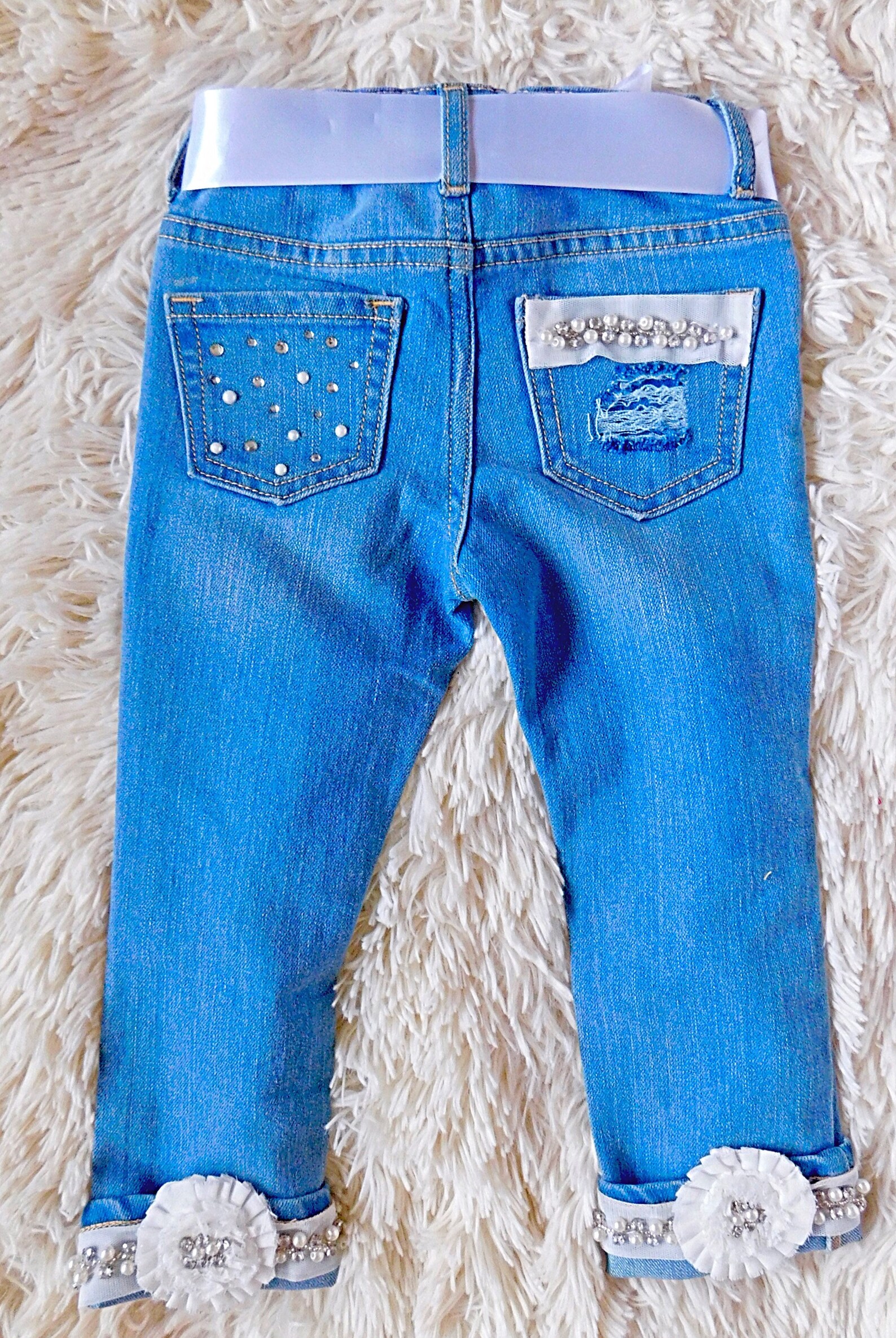 Girls jeans for baby girl embellished denim for toddler girl Etsy