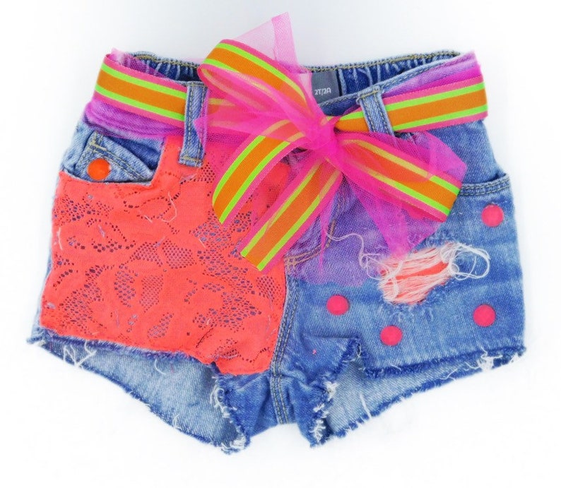 Baby Jean Shorts for Girls Neon Shorts Neon Birthday Outfit Etsy