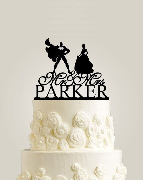 Superman And Disney Princess Cake Topper Mr And Mrs Wedding Etsy