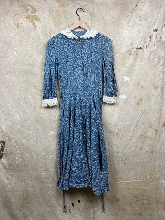 Vintage 1970s Gunne Sax Calico Antique Style Dress