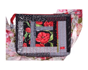 Rote und schwarze rote Pfingstrose rote Blumen Handtasche Clutch Tasche Geschenk für Sie
