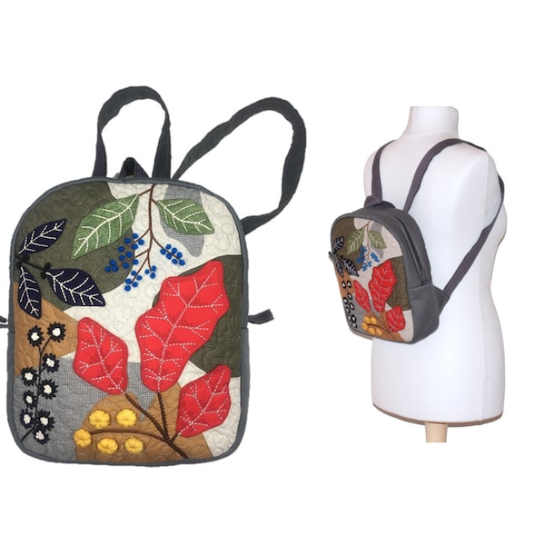 Backpack or handbag in trendy chic and natural embroidered fabric Gift for her