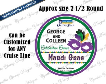 Mardi Gras Jester Fleur de Lis Personalized Cruise Door Magnet