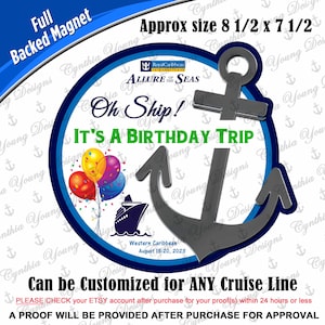 Cruise Door Magnet | Birthday Anchor Cruise Magnet | Cabin Cruise Magnet | Oh Ship! It's A Birthday Trip | Any Cruise Line
