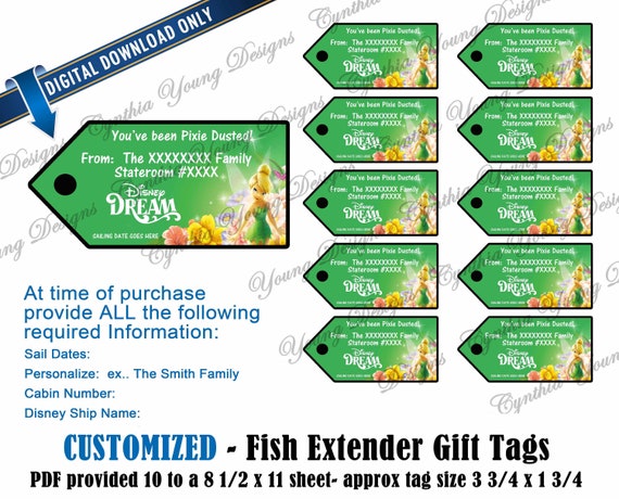 Fish Extender Gift Tags Customized With YOUR Personal Information