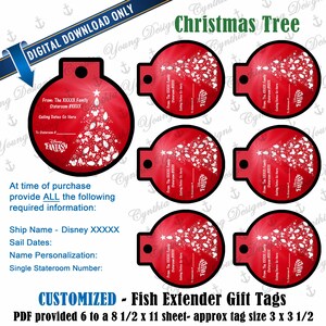 Fish Extender Ornament Gift Tags| Customized With YOUR Personal Information| Not an Instant Download | DCL FE Gift Tags| Christmas Gift Tag