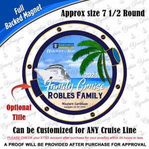 Cruise Door Magnet | Porthole Stateroom Cruise Door Magnet | Palm Tree Cruise Ship Magnet |  RCL NCL Princess Celebrity (Any Cruise Line)