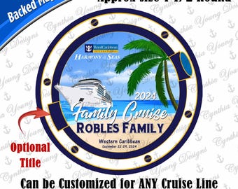 Cruise Door Magnet | Porthole Stateroom Cruise Door Magnet | Palm Tree Cruise Ship Magnet |  RCL NCL Princess Celebrity (Any Cruise Line)